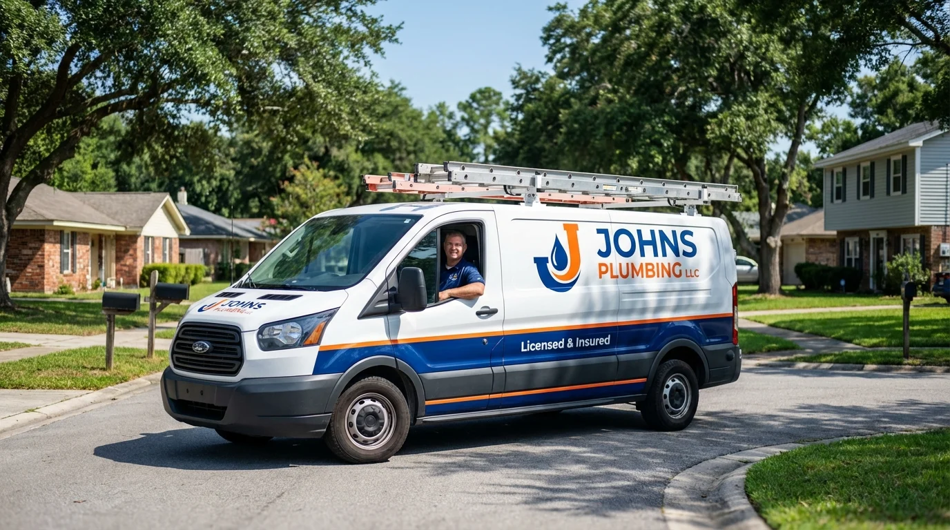 Johns Plumbing LLC service van in Long Valley, NJ