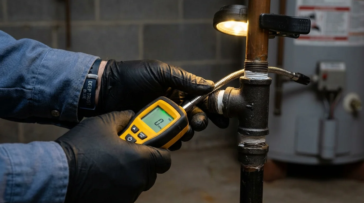 Gas leak detection with electronic sniffer by Johns Plumbing LLC in Long Valley