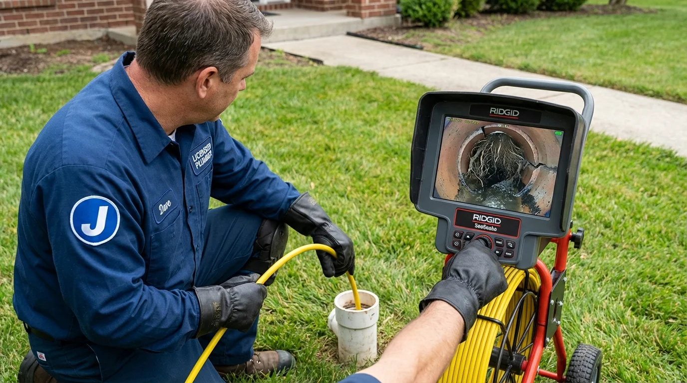 Sewer camera inspection being performed by Johns Plumbing LLC in Long Valley