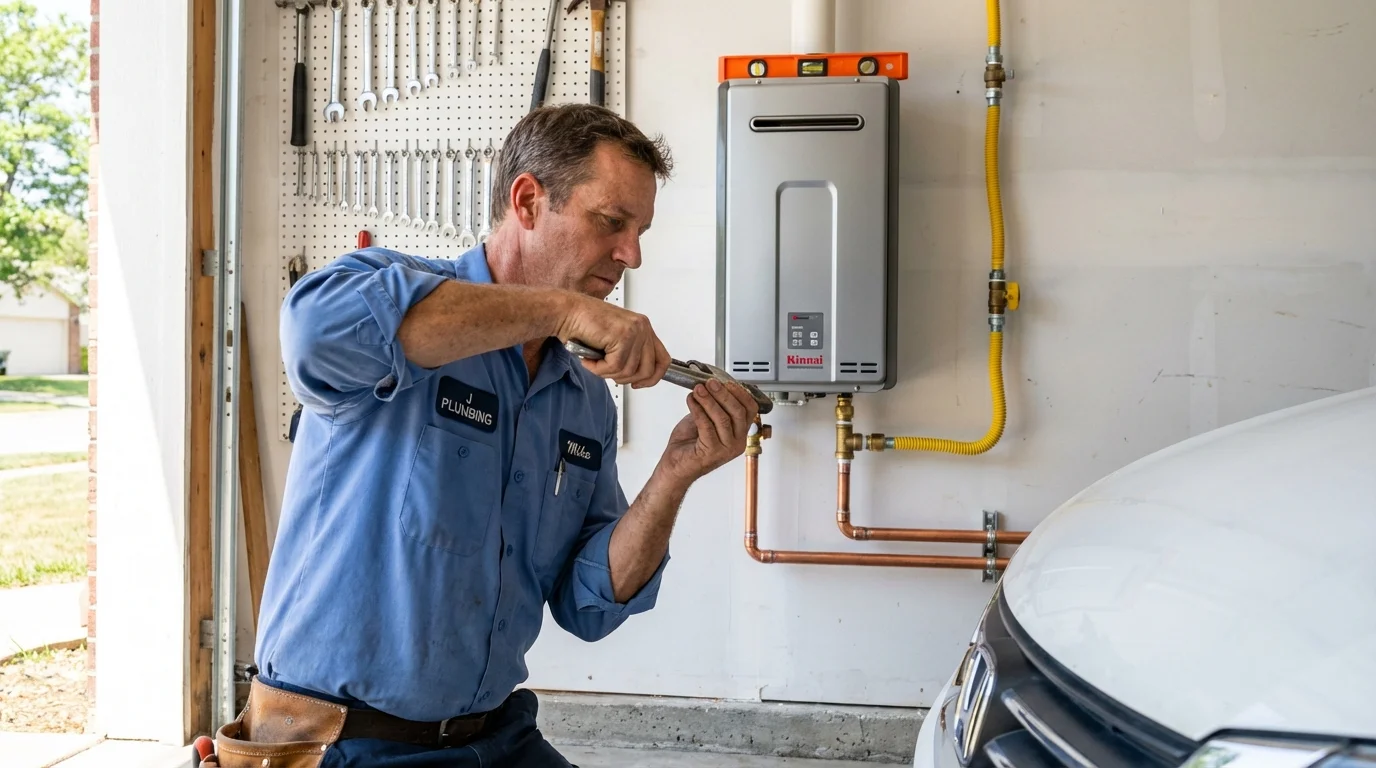 Tankless water heater installation by a Johns Plumbing LLC plumber in Long Valley